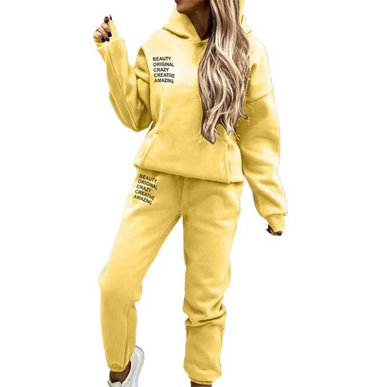 Lumento 2 Piece Sweatsuits Set for Women Winter Fleece Hoodies