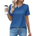 thumbnail image 1 of Sexy Dance Blouses for Women Short Sleeve Shirts Casual Dressy Summer Tops with Pleats Blue S, 1 of 8