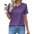 thumbnail image 1 of Sexy Dance Blouses for Women Short Sleeve Shirts Casual Dressy Summer Tops with Pleats Purple 3XL, 1 of 8