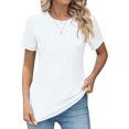 thumbnail image 1 of Lumento Blouses for Women Short Sleeve Shirts Casual Dressy Summer Tops with Pleats White XL, 1 of 4