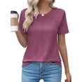 thumbnail image 1 of Sexy Dance Blouses for Women Short Sleeve Shirts Casual Dressy Summer Tops with Pleats Wine Red 3XL, 1 of 4