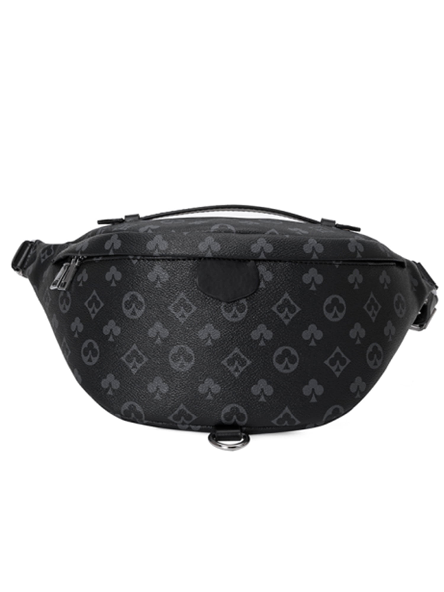 Lumento Checkered Pouch Waist Bag,PU Leather Belt Bags,Woman Man  Pack,Fashion Waist Pack,Travel Bum Bag,Portable Sport Crossbody Satchel Bag  Black Flower 