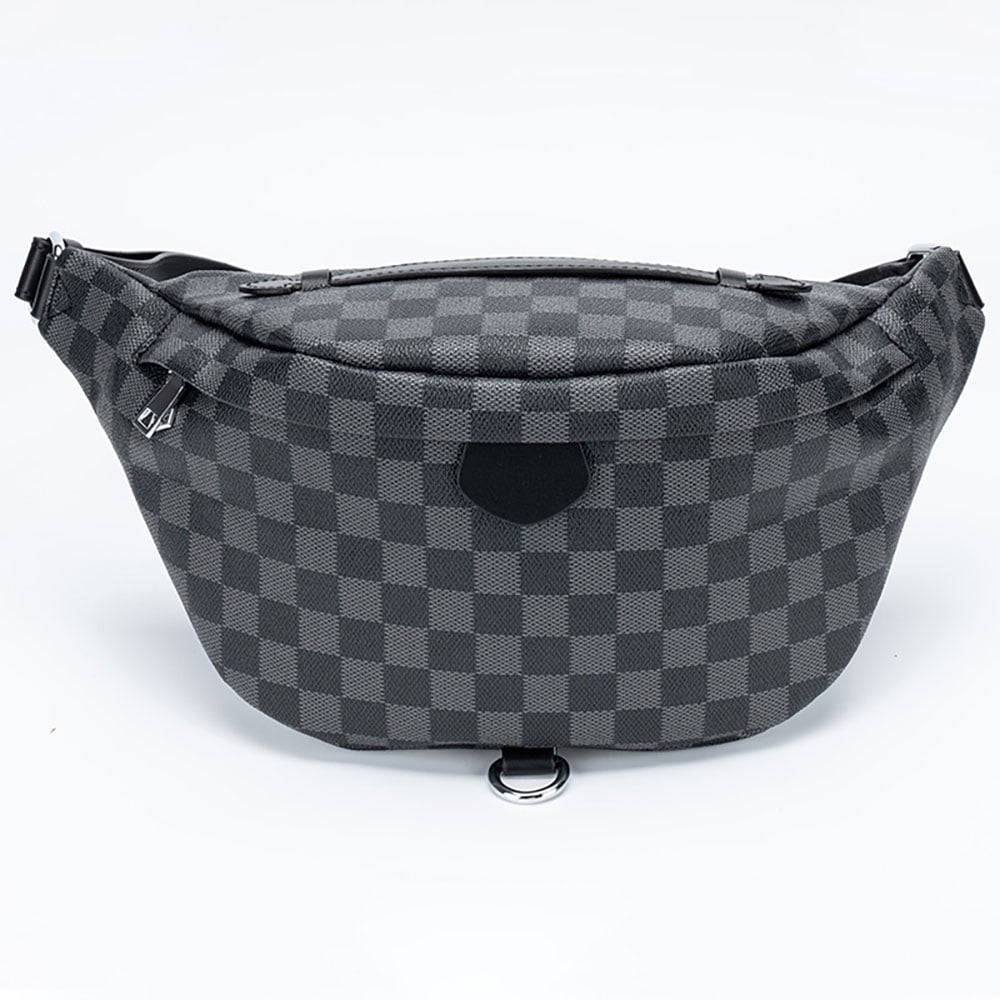 Lumento Checkered Pouch Waist Bag,PU Leather Belt Bags,Woman Man