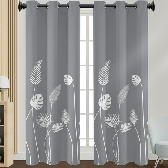 Lumento Curtains Semi Sheer Window Curtain Light Filtering Privacy Drapes Grommet Long Linen Textured Gray W: 43"x H:54"