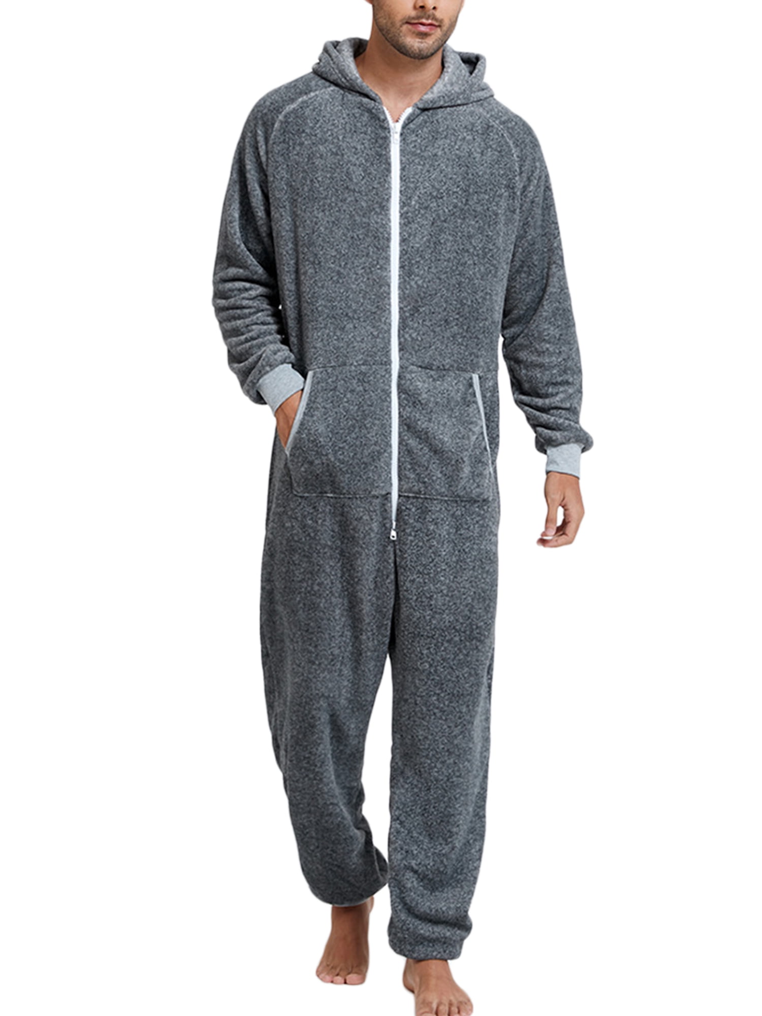 Lumento Fleece Onesies for Men One Piece Pajamas Zip Front Jumpsuit