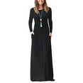 thumbnail image 1 of Lumento Hight Waist Loose Dress For Women Fall Fashion Long Sleeve Loose Plain Maxi Pockets Dresses Casual Holiday Party Evening Dresses Black M, 1 of 4