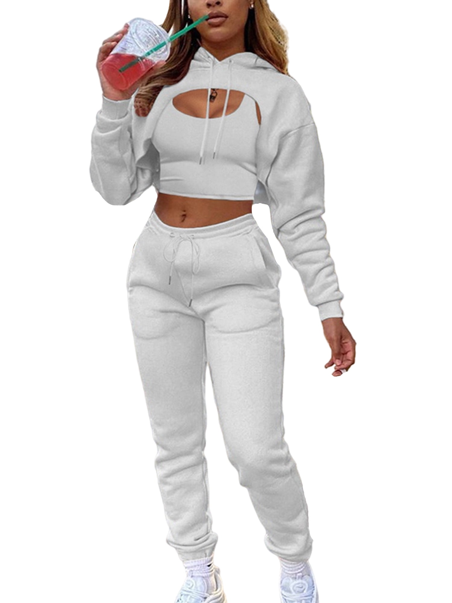 Lumento Jogging Suits for Women 3 Piece Sweatsuit Outfits Long