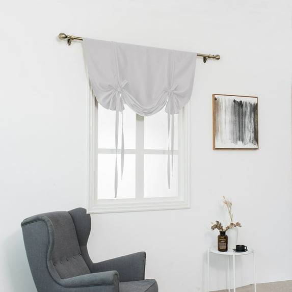 Lumento Kitchen Valance Rod Pocket Half Window Curtains Solid Color Light Blocking Short Blackout Curtain Ruched Waterproof Thermal Insulated Gray 23.62 x 55.12"