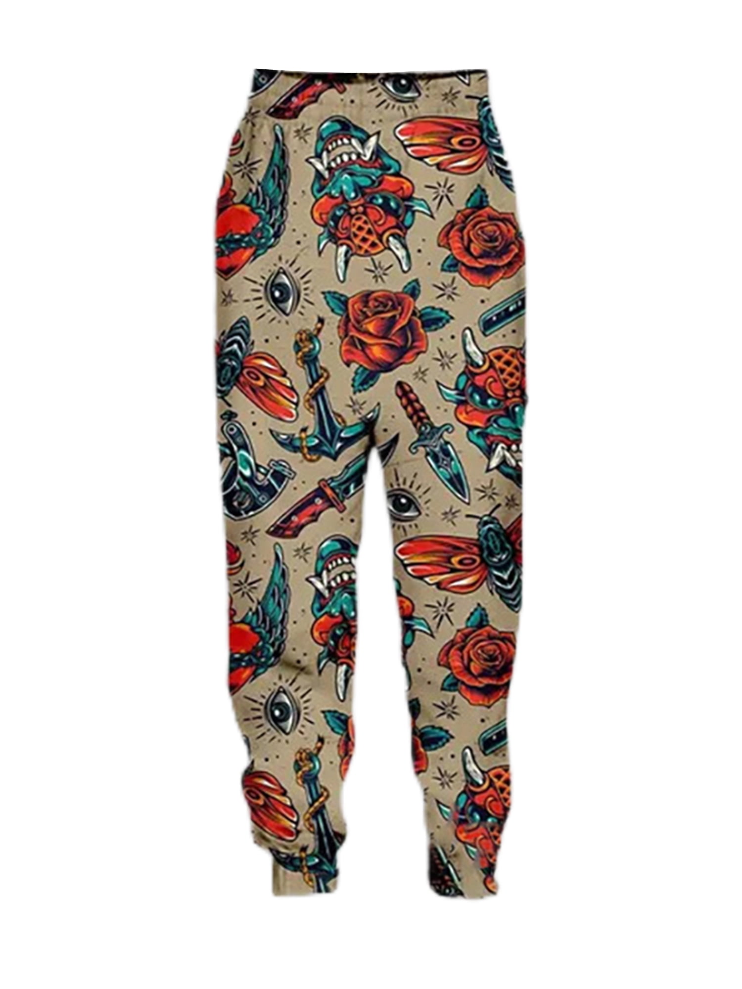 Lumento Ladies Baggy Workout Pants Casual Floral Print Harem Pant Loose