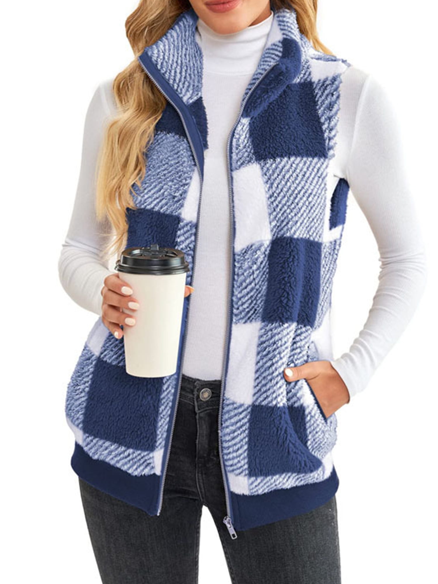 Lumento Ladies Fleece Vest Sleeveless Waistcoat Zip Up Sherpa Jacket