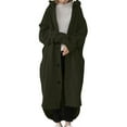 thumbnail image 1 of Lumento Ladies High Low Hem Winter Warm Trench Coat Casual Solid Color Jackets Long Maxi Hoodie Outwear ArmyGreen L, 1 of 3