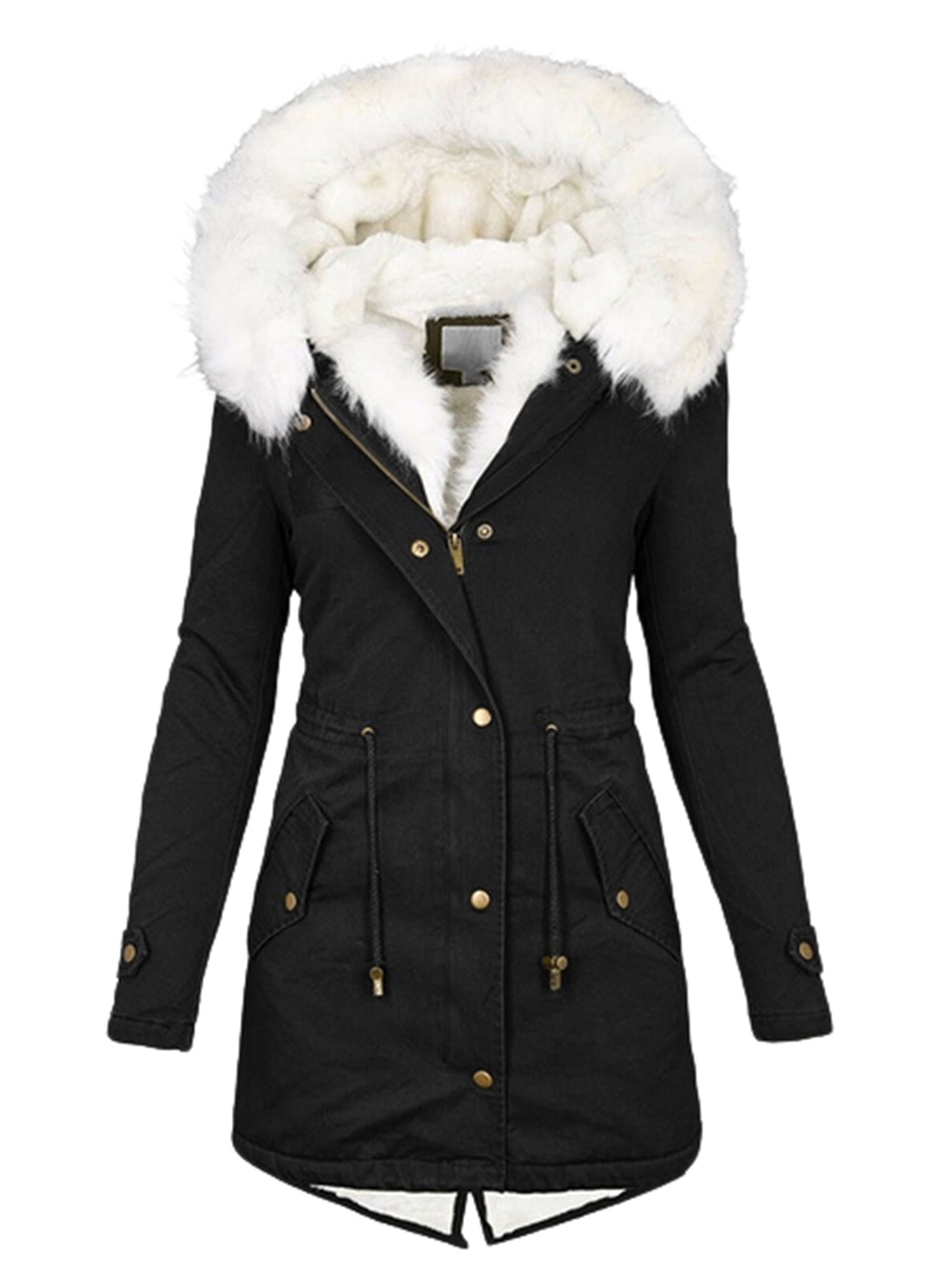 Elegant Solid Color Hooded Long Coat for Women