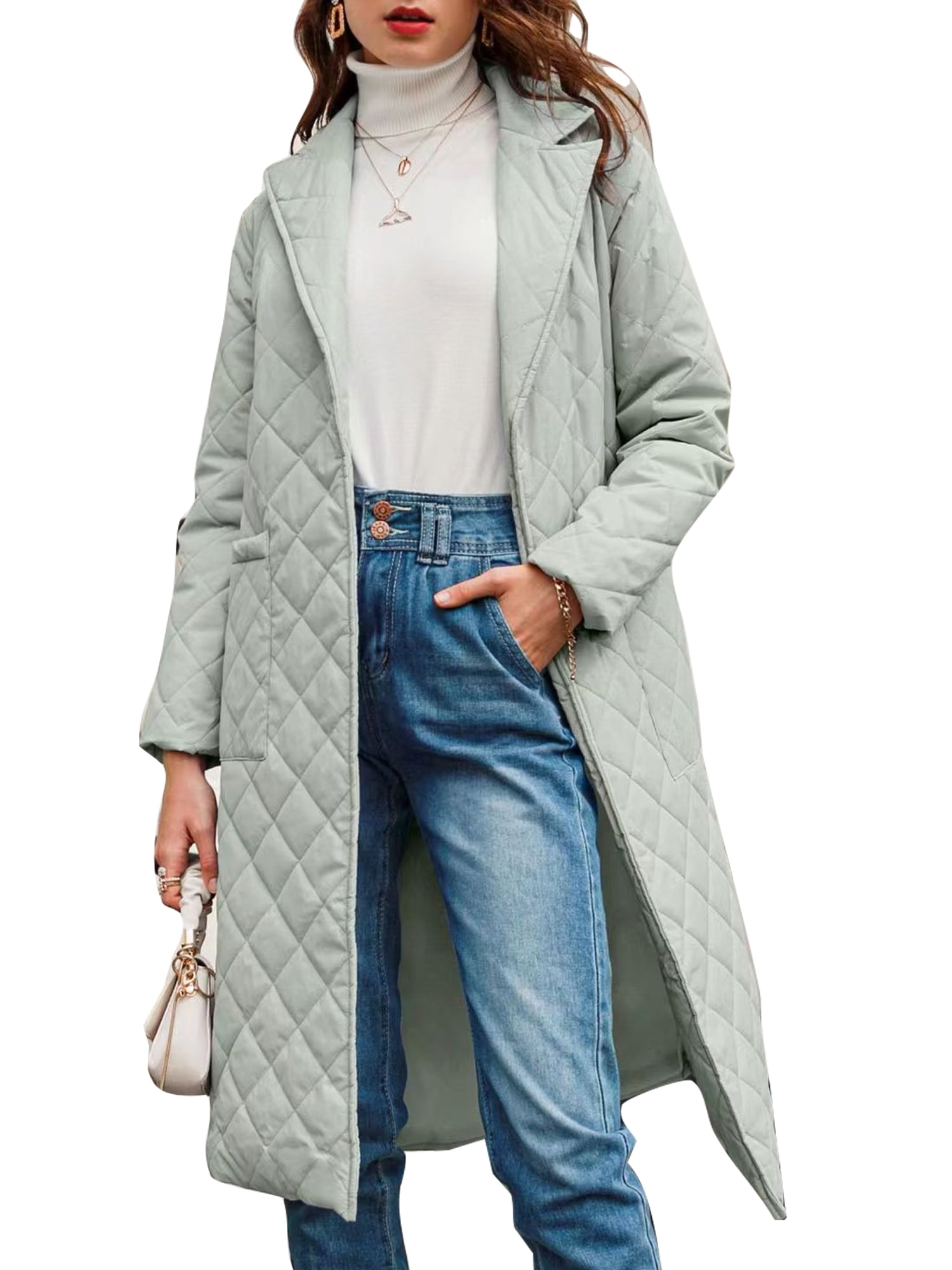 Ladies grey quilted best sale coat