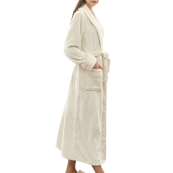 Lumento Long Bath Robe for Womens Warm Fleece Bathrobes Nightgown Pajamas Sleepwear Housecoat