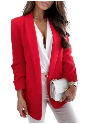 Premium Photo  Woman in white suit jacket pants shoes red accessories  sunglasses on beige powdery background