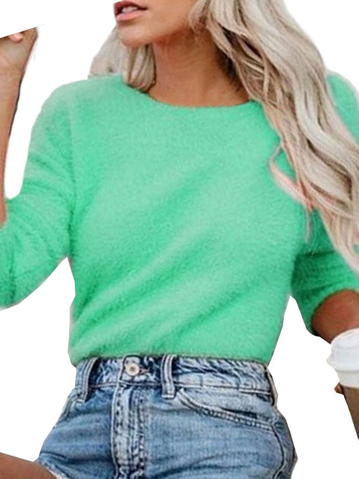 Lumento Long Sleeve Casual Tunic Sweatshirt For Women Oversized Jumper  Sweater Tops Fall Work Tops Green S