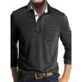 thumbnail image 1 of Lumento Men Tops Long Sleeve Polo Shirt Button Blouse Mens Solid T-Shirt Lapel Neck T Shirts Basic Tee Dark Gray M, 1 of 5