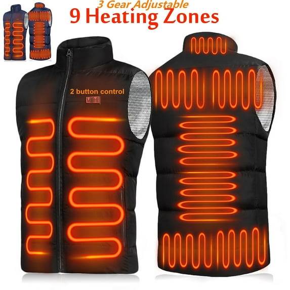 Lumento Men's Heated Vest,Lightweight 9 Areas USB Charging Heating Vest,Electric Heated Jacket for Hunting (Batteries not included)