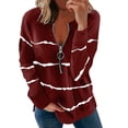 thumbnail image 1 of Lumento New Striped Pullover Tops Blouse for Women Autumn Fall Thin Casual Stylish Long Sleeve Shirt Zip Tops Wine Red L, 1 of 6