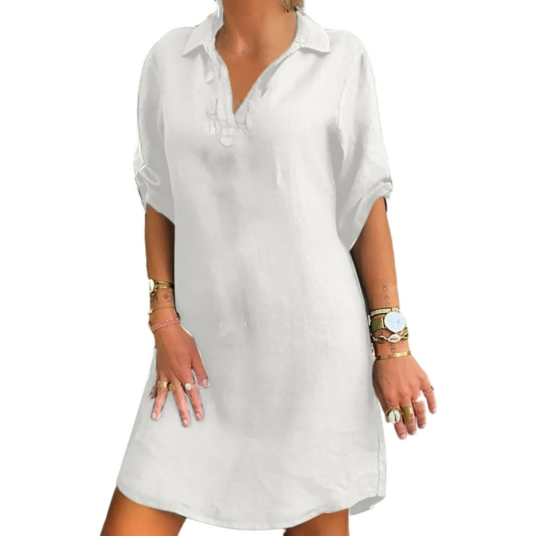 Ladies instumental white shift dress