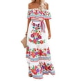 thumbnail image 1 of Lumento Summer Sun Dress for Womens Strapless Floral Dress Hawaiian Beach Maxi Dress White L, 1 of 6