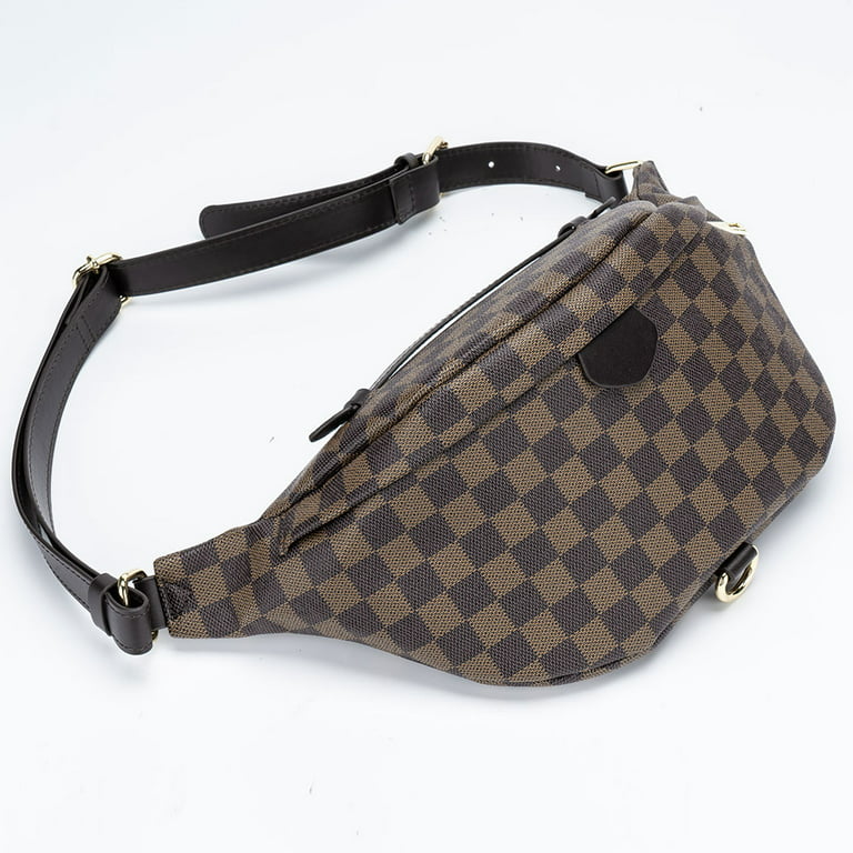 Lumento Travel Checkered Crossbody Waist Bag Sling Pack Satchel Bum Bag  Waistpack Belt Bag For Christmas Gift Brown Checkered 