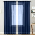 thumbnail image 1 of Lumento Window Curtain 2 Panels Curtains Clear Long Sheer Voile Rod Pocket Basic Home Decor Navy Blue 2PC-W: 20" x H: 98", 1 of 5
