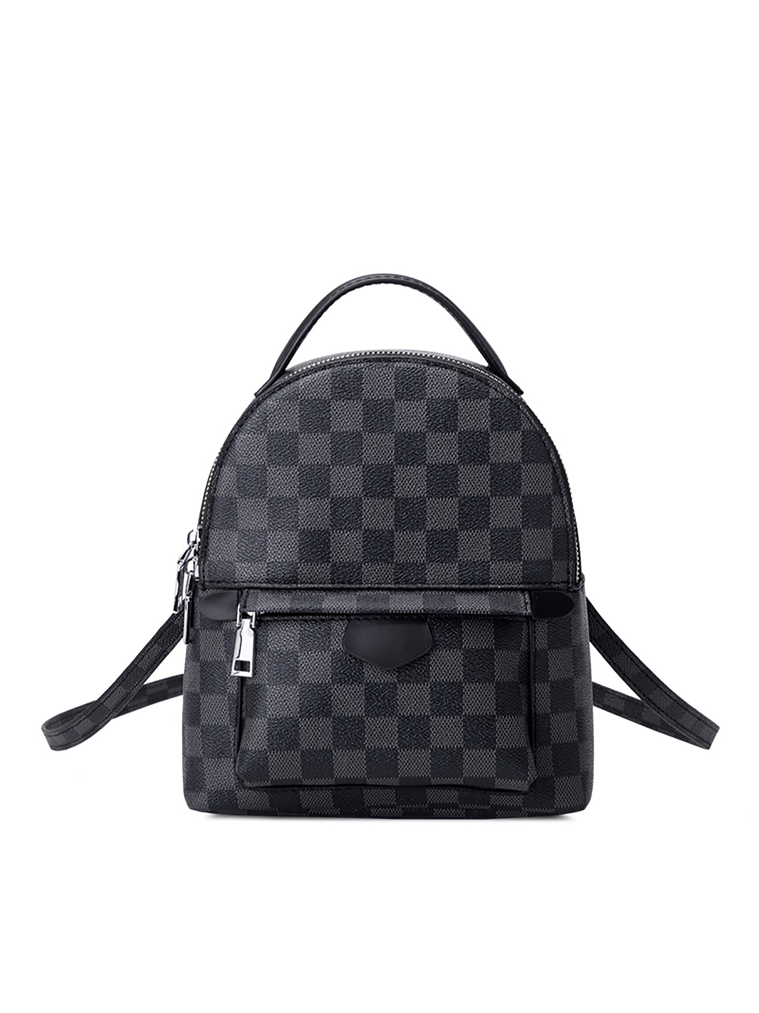 Lumento Women Checkered Backpack Fashion Backpack Leather Satchel