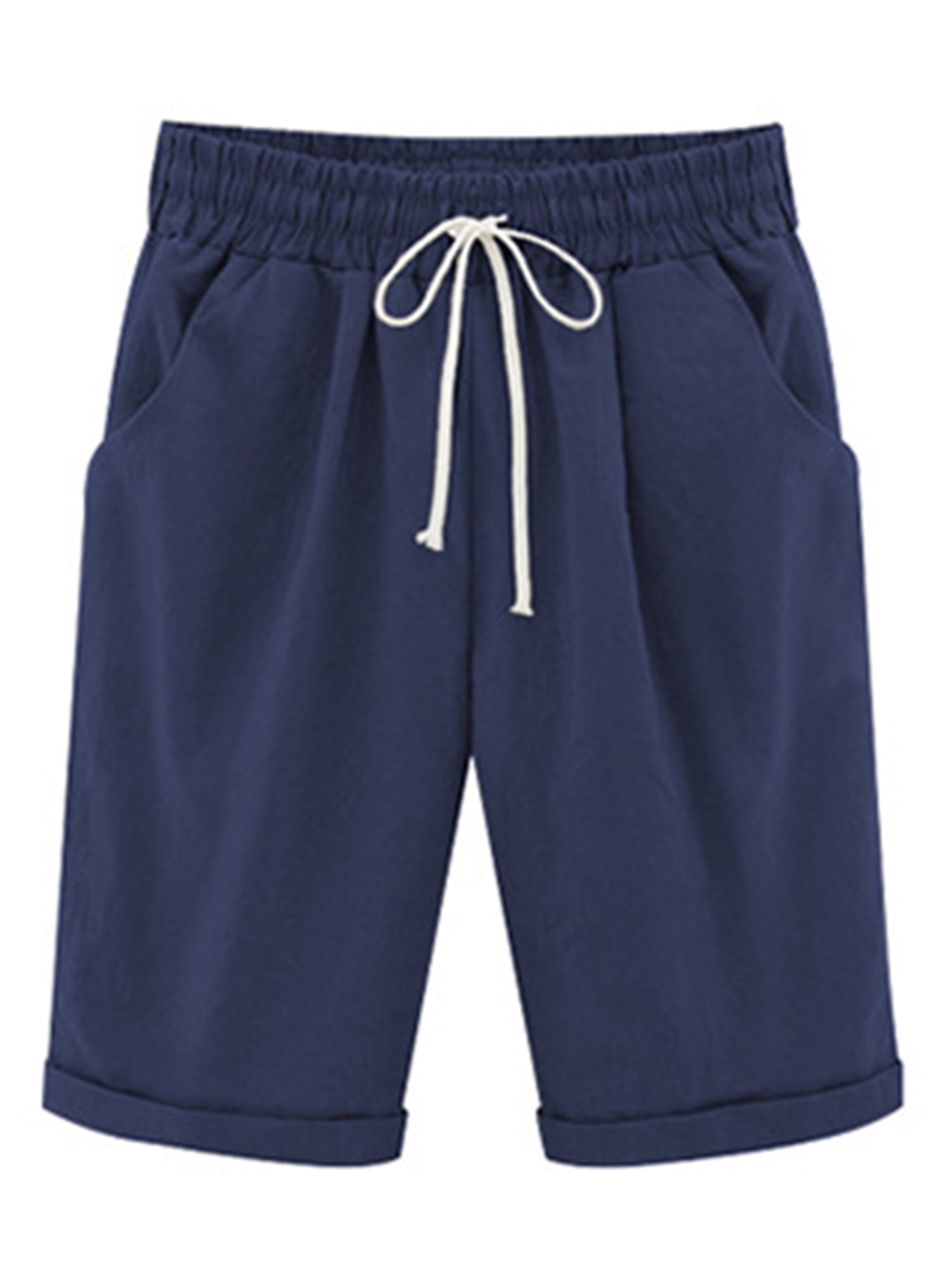 Lumento Women Drawstring Elastic Waist Summer Beach Shorts with Pockets ...