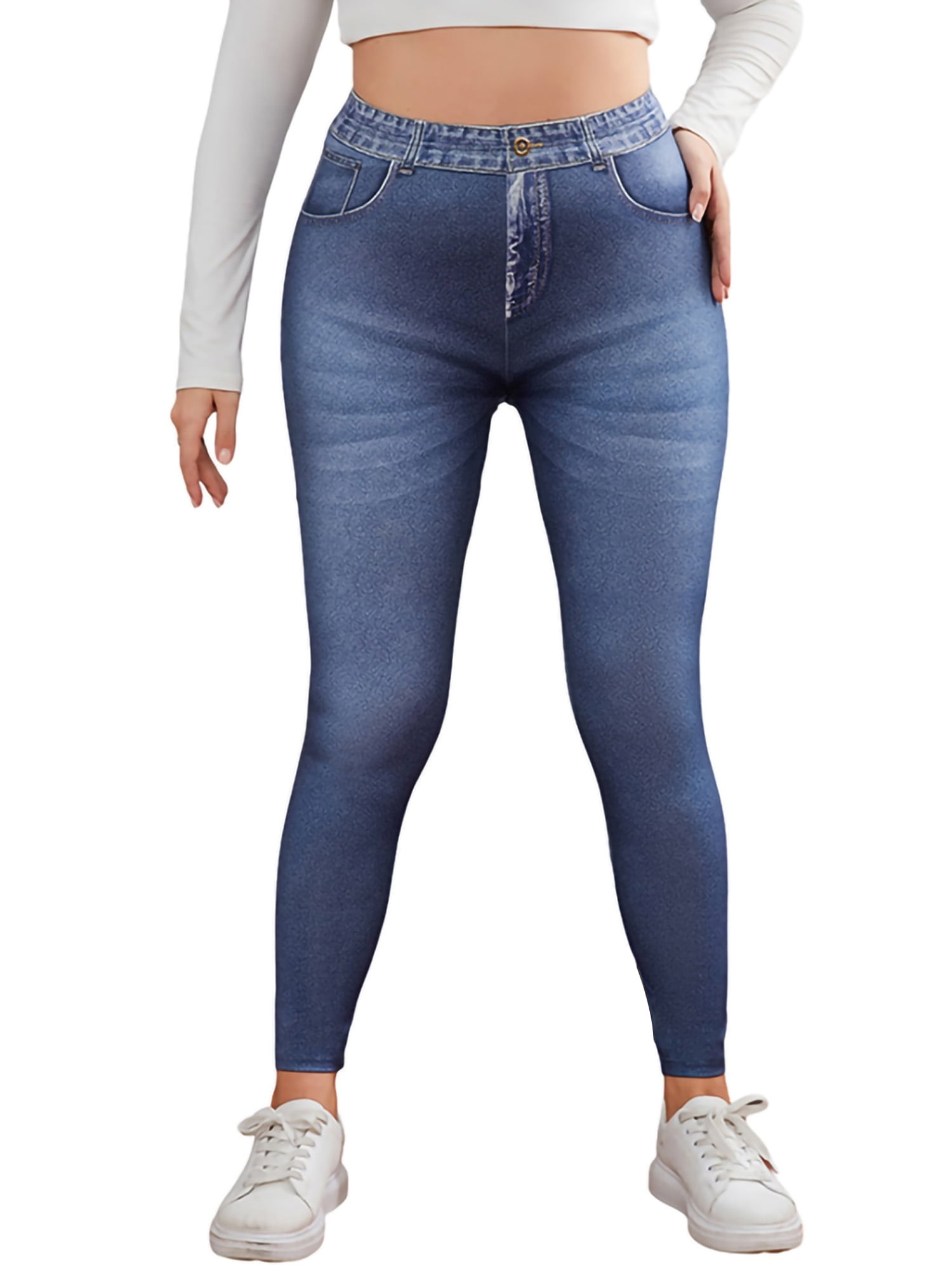 Blue jean top leggings plus size
