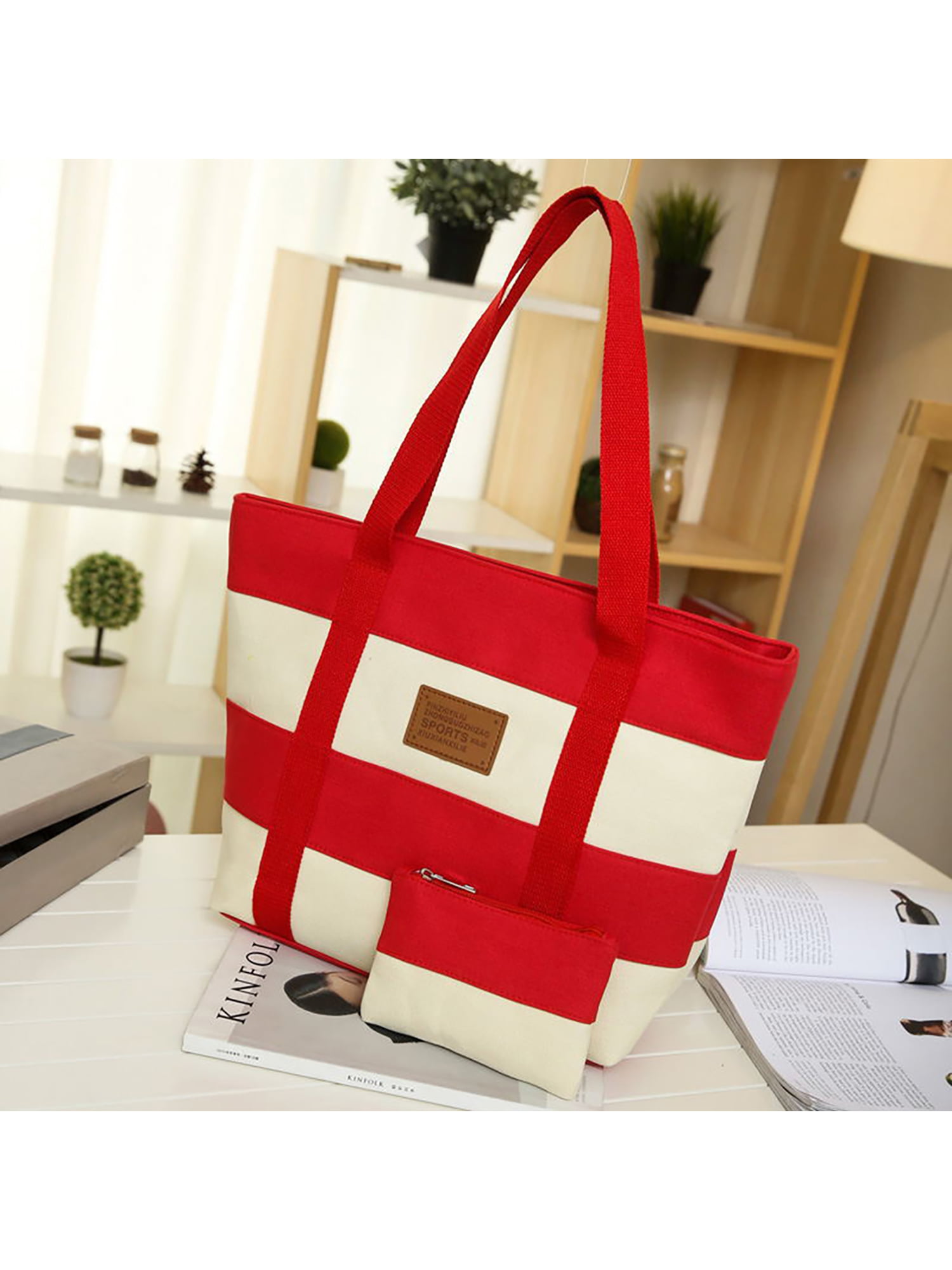 Woman Canvas Tote Bag Designer Women Two Tone Handbags Lady Shopping Bag  College Beach Totes Large Capacity Quality Classic Lettering Pouch Interior  Zipper Pocket From Bagdesigner, $84.66