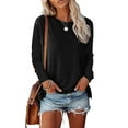 thumbnail image 1 of Lumento Women Long Sleeve Basic Tops Shirt Blosue Casual Loose Fit Pullover Tee Pink XXL, 1 of 4