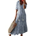 thumbnail image 1 of Lumento Women Sexy Holiday Maxi Dresses Casual Half Sleeve Summer Beach Sundress Hawaiian A Line Long Dress, 1 of 2