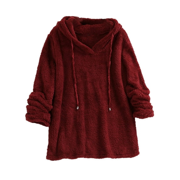 Lumento Women Sherpa Pullover Shirt Fuzzy Fleece Sweatshirt Tops Lounge Wear Blouse Tops