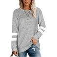 thumbnail image 1 of Lumento Women Striped Casual Long Sleeve T-Shirts Baggy Pullover Tunic Blouse Tops Lounge Wear Jumper Tops, 1 of 4
