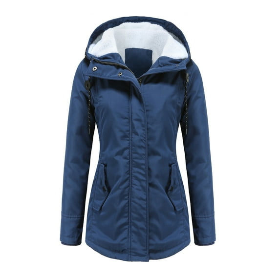 Lumento Women Winter Parkas Coat Causal Hooded Jacket Thicken Fleece Overcoat Outerwear