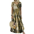 thumbnail image 1 of Lumento Womens Comfy Pajamas Sleep Dress Summer Nightshirts Nightgowns Sleepshirt Tie Dye Maxi Long Dresses with Pocket Yellow 4XL, 1 of 2