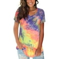 thumbnail image 1 of Lumento Womens Floral Basic V Neck Short Sleeve T Shirts Summer Casual Tops Tie-Dye Tunic Blouse Tops Size S-3XL, 1 of 3