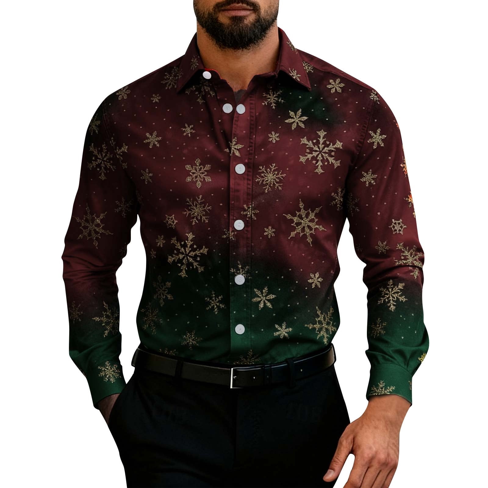 Lumeqa Christmas Shirts for Men Long Sleeve Button Down Dress Shirt — free download