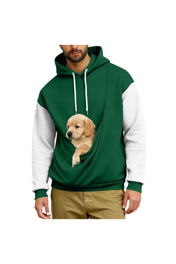 Dog Pouch Hoodie for Men Women Kangaroo Pocket Cat Pouch Sweatshirts Pet Carrier Pullover Animal Holder Tops