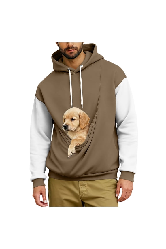 Dog Pouch Hoodie for Men Women Kangaroo Pocket Cat Pouch Sweatshirts Pet Carrier Pullover Animal Holder Tops