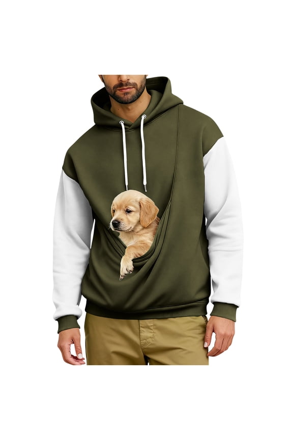 Dog Pouch Hoodie for Men Women Kangaroo Pocket Cat Pouch Sweatshirts Pet Carrier Pullover Animal Holder Tops