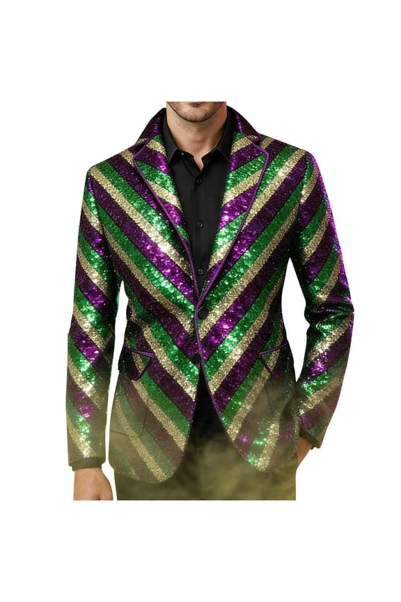 Mardi Gras Jacket Mens Holiday Blazer Outfits Plus Size Suit Sequin Top Accessories Costume Corduroy Cardigan Apparel