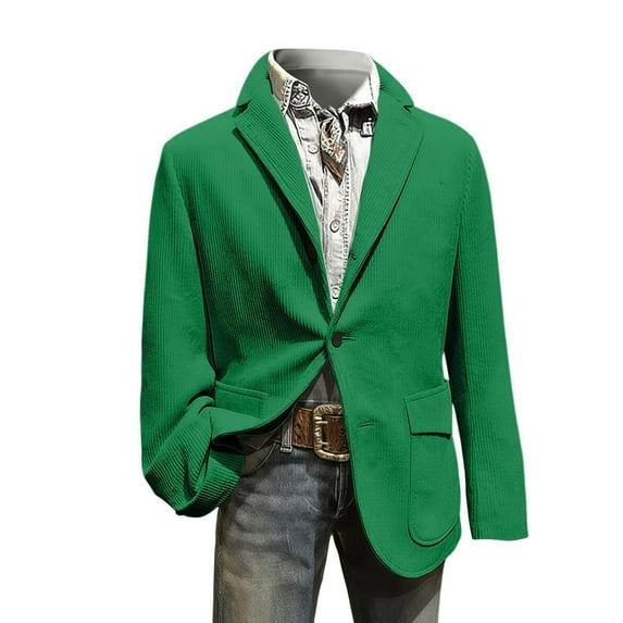 Lumeqa Men's Christmas Blazer Vintage Holiday Corduroy Suit Jacket Slim Fit Fashion Casual Sport Coat Trendy Winter Colthes