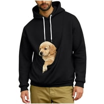 Lumeqa Men's Pouch Hoodie with Pet Pocket Long Sleeve Pullover Sweatshirt Kangaroo Casual Warm Hooded Tops for Dog Cat