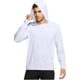 thumbnail image 1 of Lumeqa Men's UPF 50+ Hoodie Shirts Long Sleeve Sun Protection Fishing Swim Lightweight UV SPF Running Rash Guard Quick Dry Shirt White M, 1 of 5