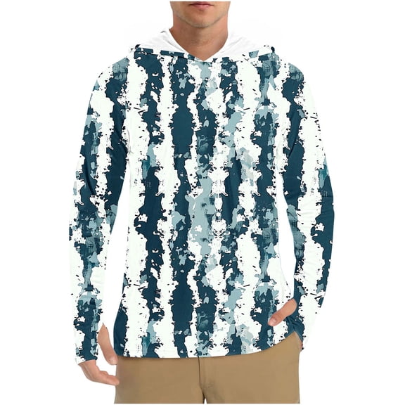 Lumeqa Men's UPF 50+ Sun Protection Hoodie Shirt Rash Guard Long Sleeve Shirt UV Fishing Outdoor Hiking Swimming Running