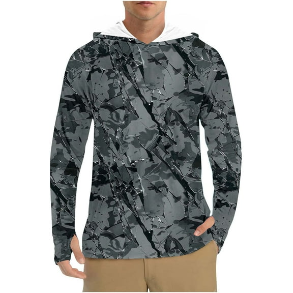 Lumeqa Men's UPF 50+ Sun Protection Hoodie Shirt Rash Guard Long Sleeve Shirt UV Fishing Outdoor Hiking Swimming Running