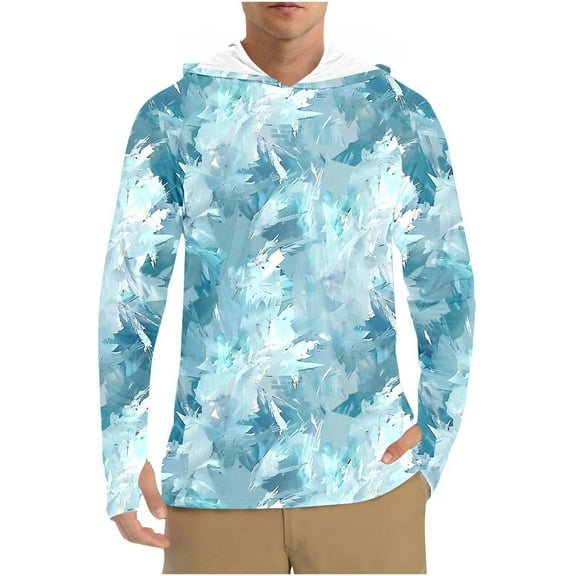 Lumeqa Men's UPF 50+ Sun Protection Hoodie Shirt Rash Guard Long Sleeve Shirt UV Fishing Outdoor Hiking Swimming Running