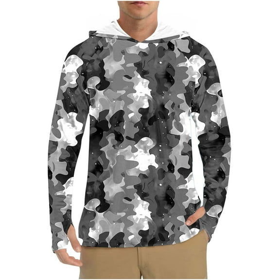 Lumeqa Men's UPF 50+ Sun Protection Hoodie Shirt Rash Guard Long Sleeve Shirt UV Fishing Outdoor Hiking Swimming Running
